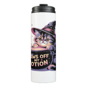 Paws Off My Potion, Kawaii Halloween Witch Cat Cla Thermal Tumbler