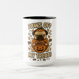 Paws Off My Treats Halloween Pug Costume Design Mug