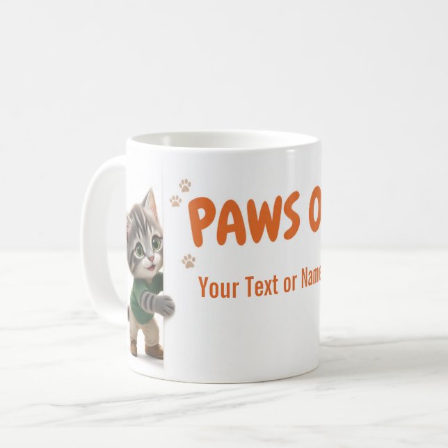Paws Off Personalised Tom & Luna Cat Mug (Front Left)
