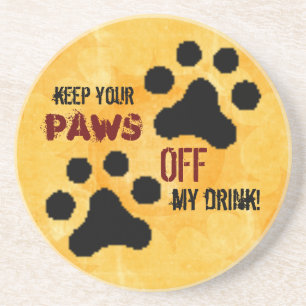 Paws Off (yellow) Coaster