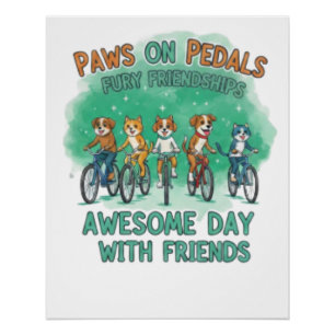 Paws on Pedals: An Awesome Day with Friends Poster