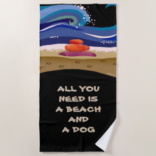 PAWS ON THE BEACH dog beach towel