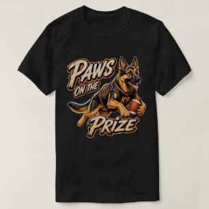 Paws on the Prize German Shepherd Football T-Shirt