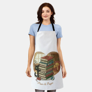 Paws & Pages Cute Cat & Dog in Cosy Library Book Apron