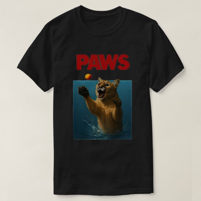 Paws Parody Black CougarChasing Cute Scared Mouse  T-Shirt (Design Front)