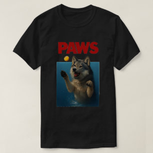 Paws Parody Black Wolf Chasing Cute Scared Mouse  T-Shirt