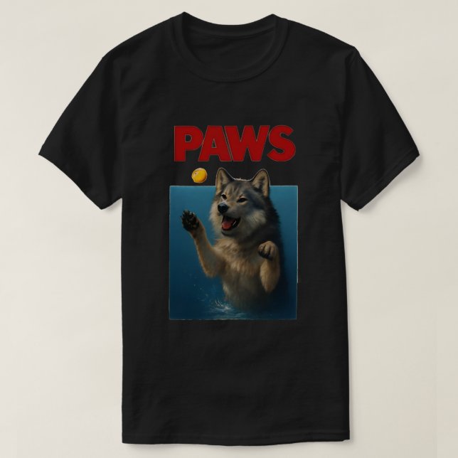Paws Parody Black Wolf Chasing Cute Scared Mouse  T-Shirt (Design Front)