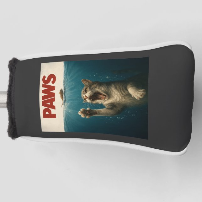 Paws Parody Cat Chasing a Cute Scared Mouse Golf Head Cover (Front)