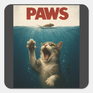 Paws Parody Cat Chasing a Cute Scared Mouse Square Sticker