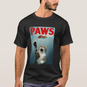 PAWS Parody Cat Mouse Funny Cat Chasing Mouse Kitt T-Shirt
