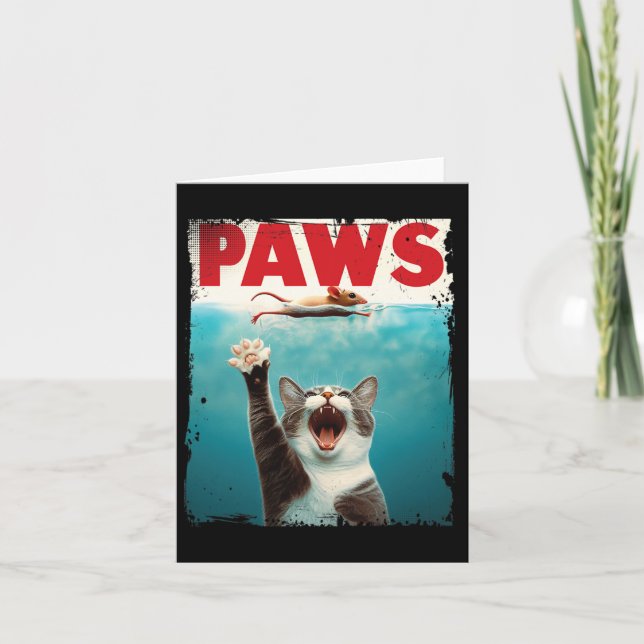 Paws Parody Cat Mouse Humourous Cat Chasing Mouse  Card (Front)