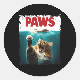 Paws Parody Cat Mouse Humourous Cat Chasing Mouse Classic Round Sticker