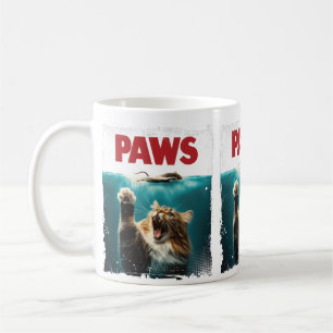 PAWS Parody Cat Mouse Humourous Cat Chasing Mouse Coffee Mug