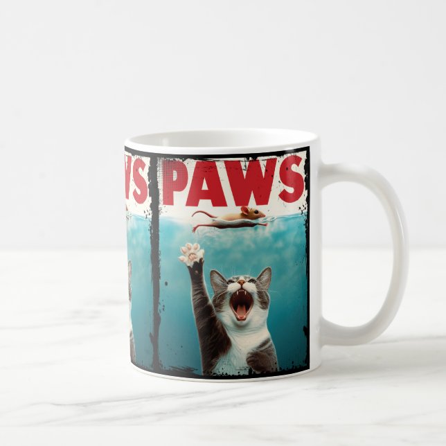 PAWS Parody Cat Mouse Humourous Cat Chasing Mouse Coffee Mug (Right)
