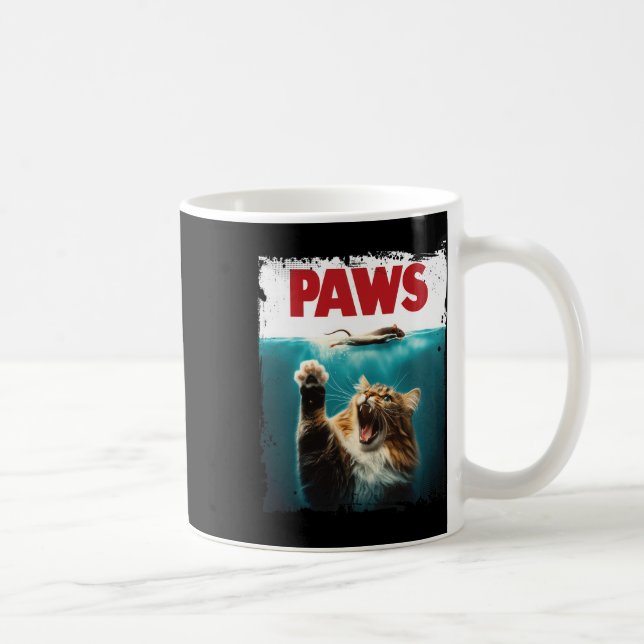 Paws Parody Cat Mouse Humourous Cat Chasing Mouse  Coffee Mug (Right)