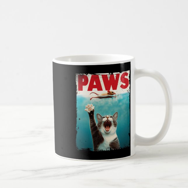 Paws Parody Cat Mouse Humourous Cat Chasing Mouse  Coffee Mug (Right)
