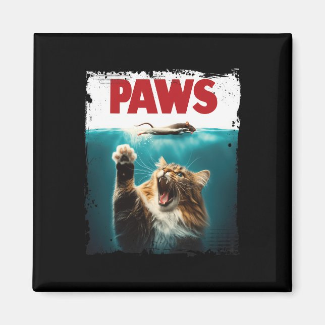 Paws Parody Cat Mouse Humourous Cat Chasing Mouse  Magnet (Front)