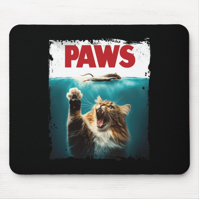 Paws Parody Cat Mouse Humourous Cat Chasing Mouse  Mat (Front)