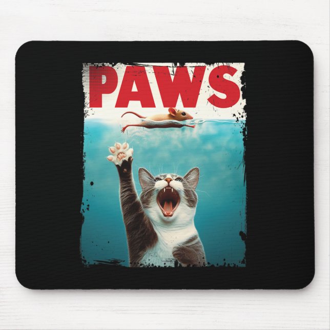Paws Parody Cat Mouse Humourous Cat Chasing Mouse  Mat (Front)