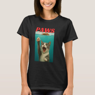 PAWS Parody Cat Mouse Humourous Cat Chasing Mouse  T-Shirt