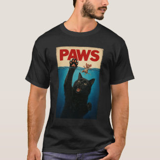PAWS Parody Cat Mouse Humourous Cat Chasing Mouse  T-Shirt