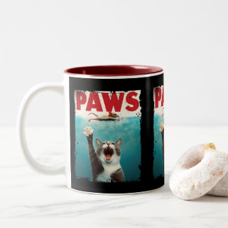 PAWS Parody Cat Mouse Humourous Cat Chasing Mouse Two-Tone Coffee Mug