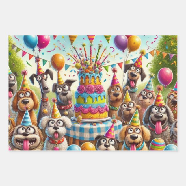 Paws & Parties A Bark-tastic Birthday Bash Wrapping Paper Sheet (Front)