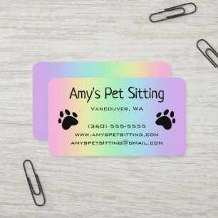 Paws Pastel Rainbow Business Cards