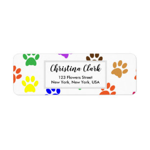 Paws Pattern Cute Personalised Custom Address