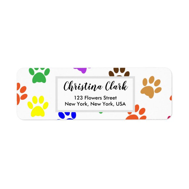 Paws Pattern Cute Personalised Custom Address (Front)