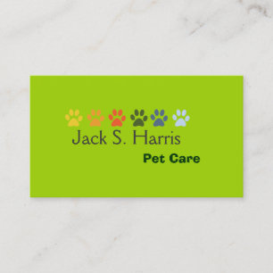 Paws Pea Green Pet Animal  Care Business Card