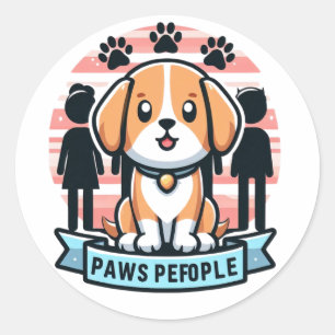 Paws Pefople Cute Dog and Humans Equality Classic Round Sticker