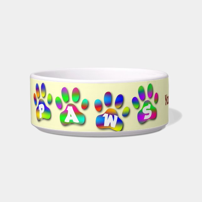 Paws Personalised Dish For Your Pet Dog or Cat (Left)