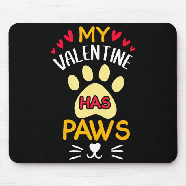 Paws Pet Cat My Valentine Hearts Day Happy Valenti Mouse Mat (Front)