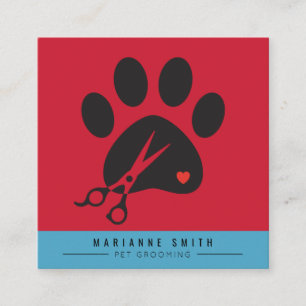 Paws Pet Grooming Salon Square Business Card