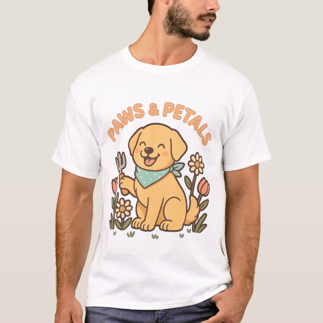 Paws & Petals – Cute Gardening Dog Shirt for Sprin (Front)