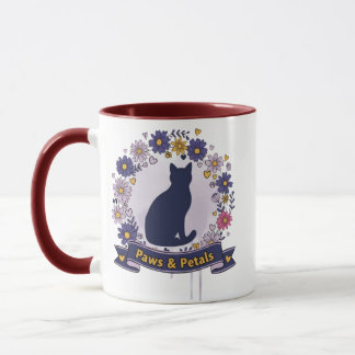 Paws & Petals Floral Cat Design Mug