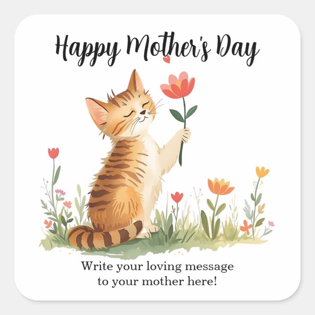 Paws & Petals for Mother’s Day Square Sticker (Front)