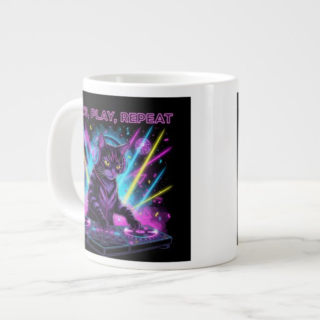 Paws Play Repeat DJ Cat Mug | Music Lover Funny Gi (Front Left)