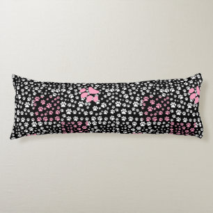 Paws print pattern NS 01b. Black BG Body Cushion