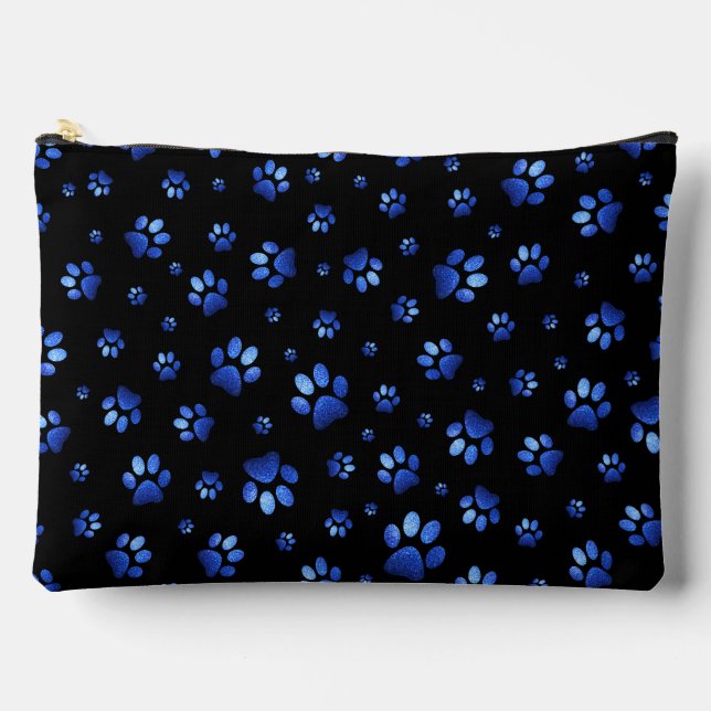  Paws print sparkle blue glitter, Accessory Pouch (Front)