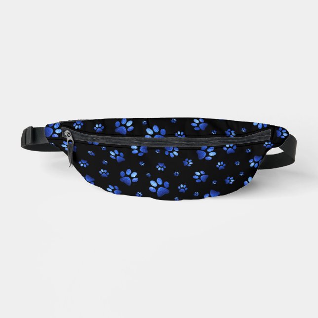  Paws print sparkle blue glitter, Bum Bags (Front)