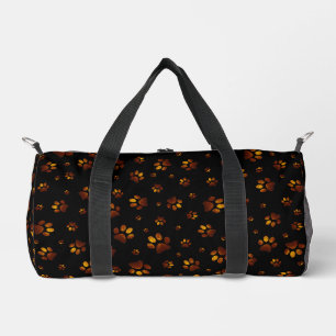Paws print sparkle brown gold glitter, Duffle Bag