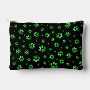 Paws print sparkle green glitter, Accessory Pouch