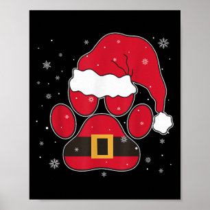 Paws Santa Hat Dog Cat Paw Christmas Pet Lover For Poster