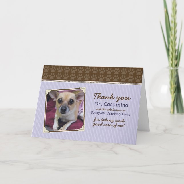 Paws Thank You Card for the Vet (purple/brown) (Front)
