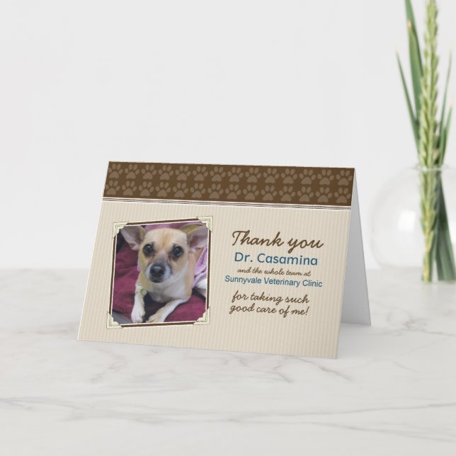 Paws Thank You Card for the Vet (taupe/brown) (Front)