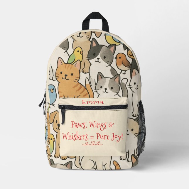 Paws, Wings & Whiskers Printed Backpack (Front)