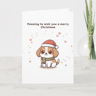 Pawsing to Wish You a Merry Christmas Cute Puchi Card