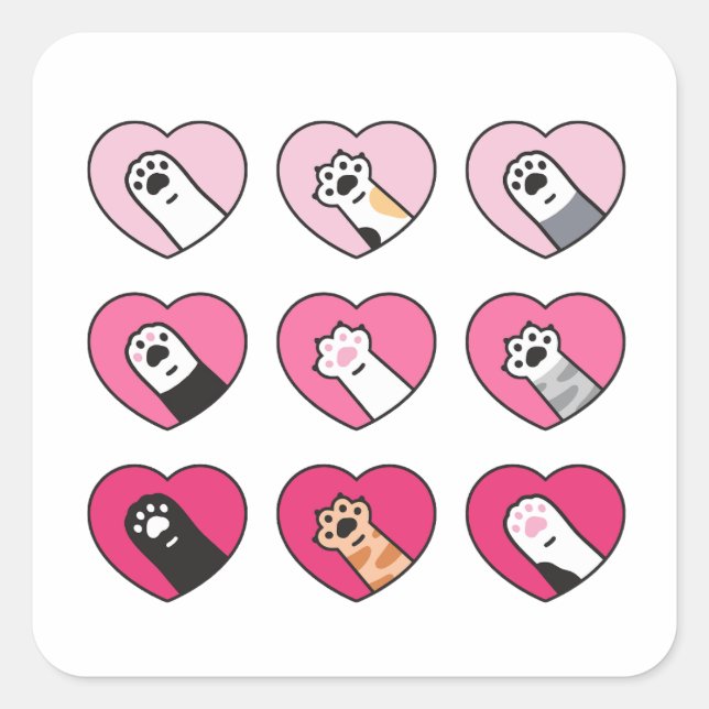 PAWSITIVE HEART SQUARE STICKER (Front)